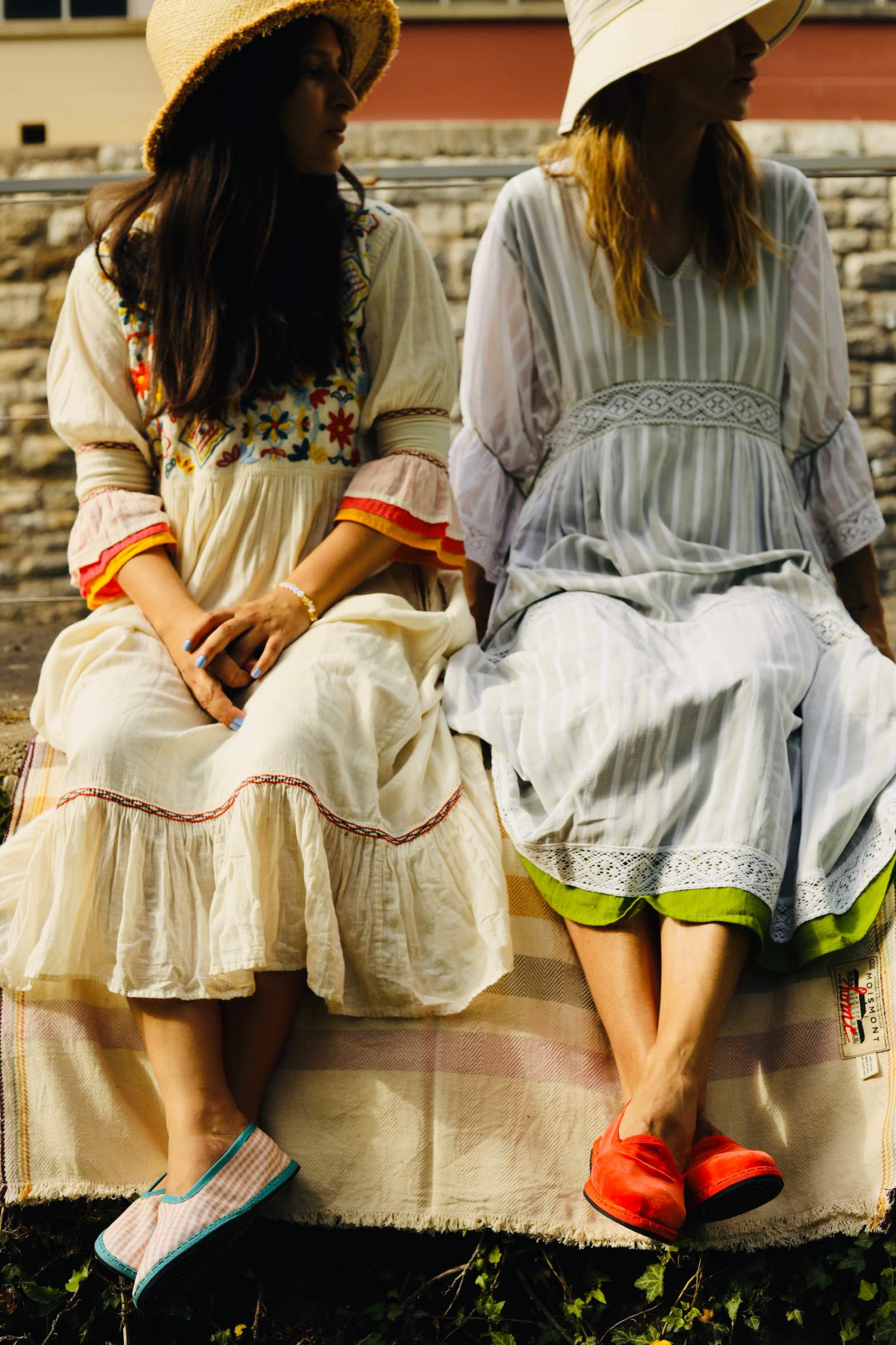 Handmade in Venice from upcycled luxury fabrics with recycled rubber soles. Deluxe Rose and Green Venetian Slippers by Teod’amar are timeless and sustainable. Part of House of Woven Stories section. 
